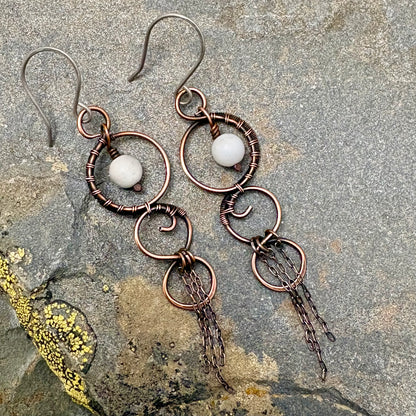 Woven Copper Dangle Earrings