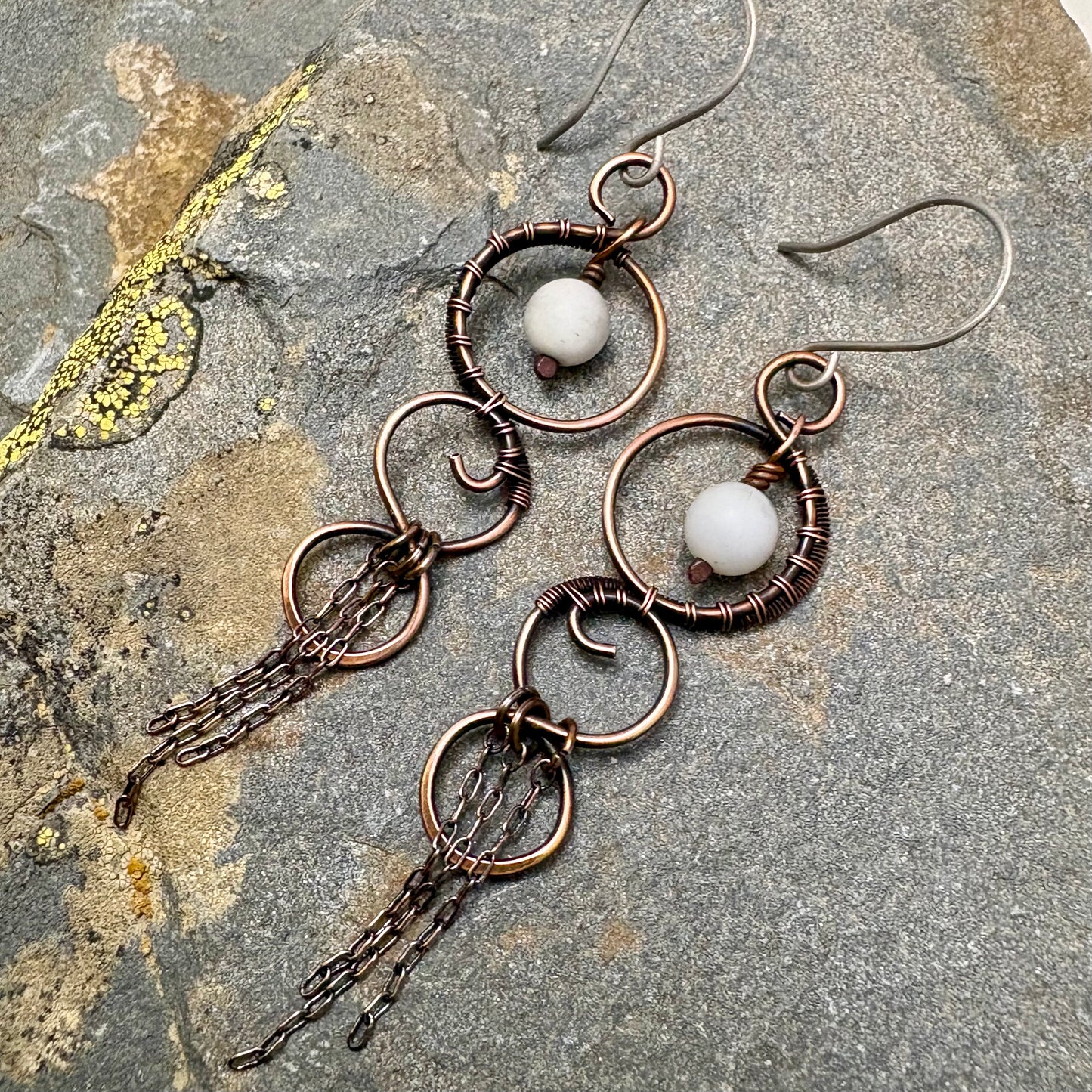 Woven Copper Dangle Earrings