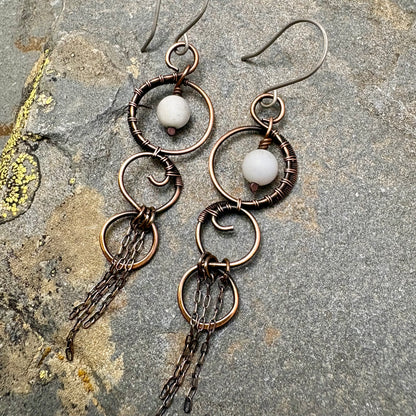 Woven Copper Dangle Earrings