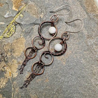 Woven Copper Dangle Earrings
