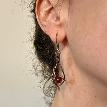 Ember Weave Carnelian Copper Earrings