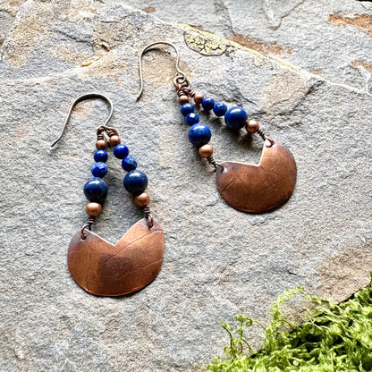 Celestial Lapis Lazuli & Copper Dangle Earrings