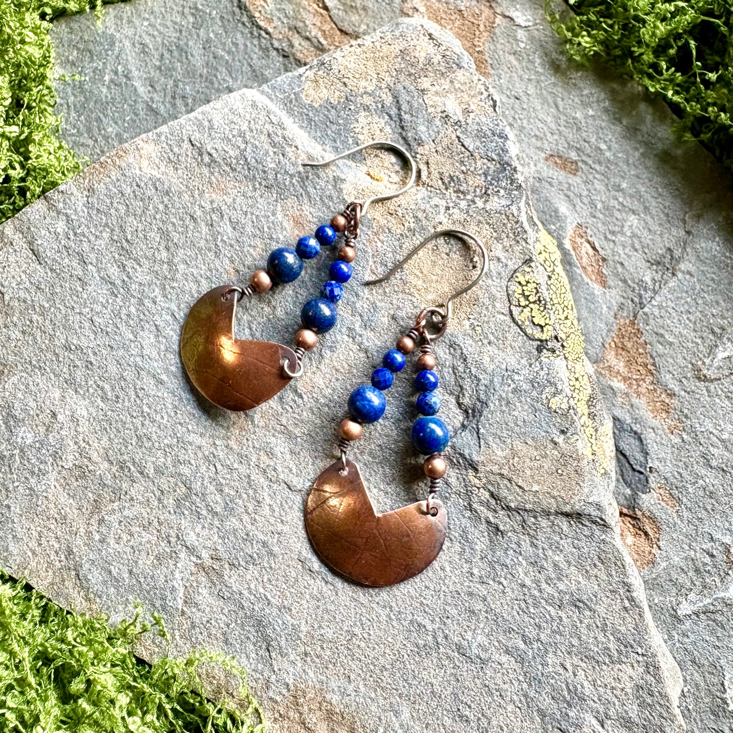 Celestial Lapis Lazuli & Copper Dangle Earrings