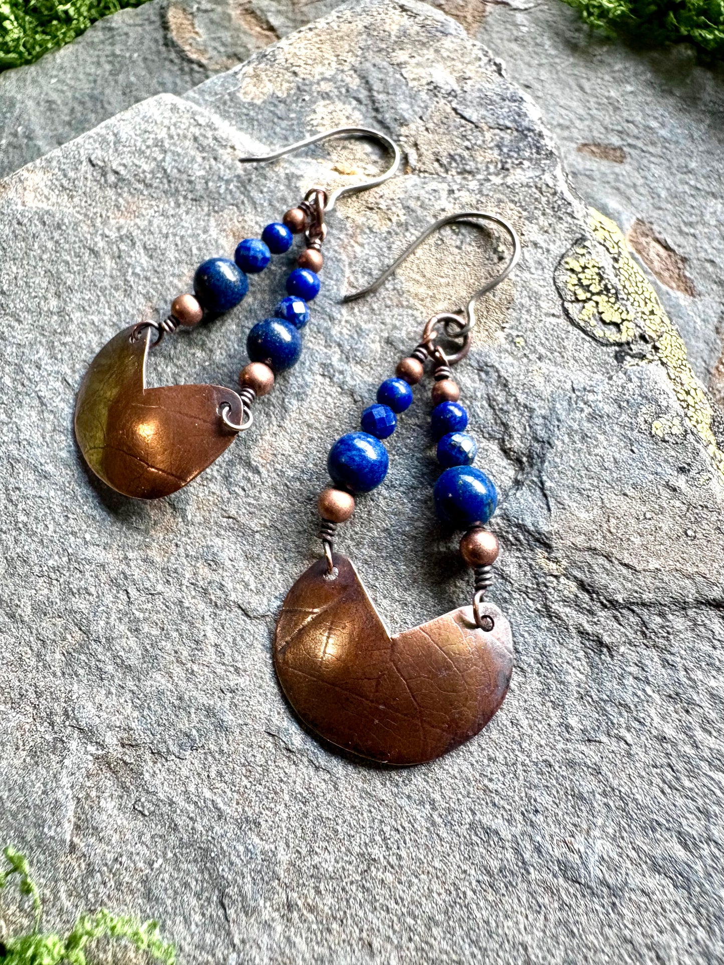 Celestial Lapis Lazuli & Copper Dangle Earrings