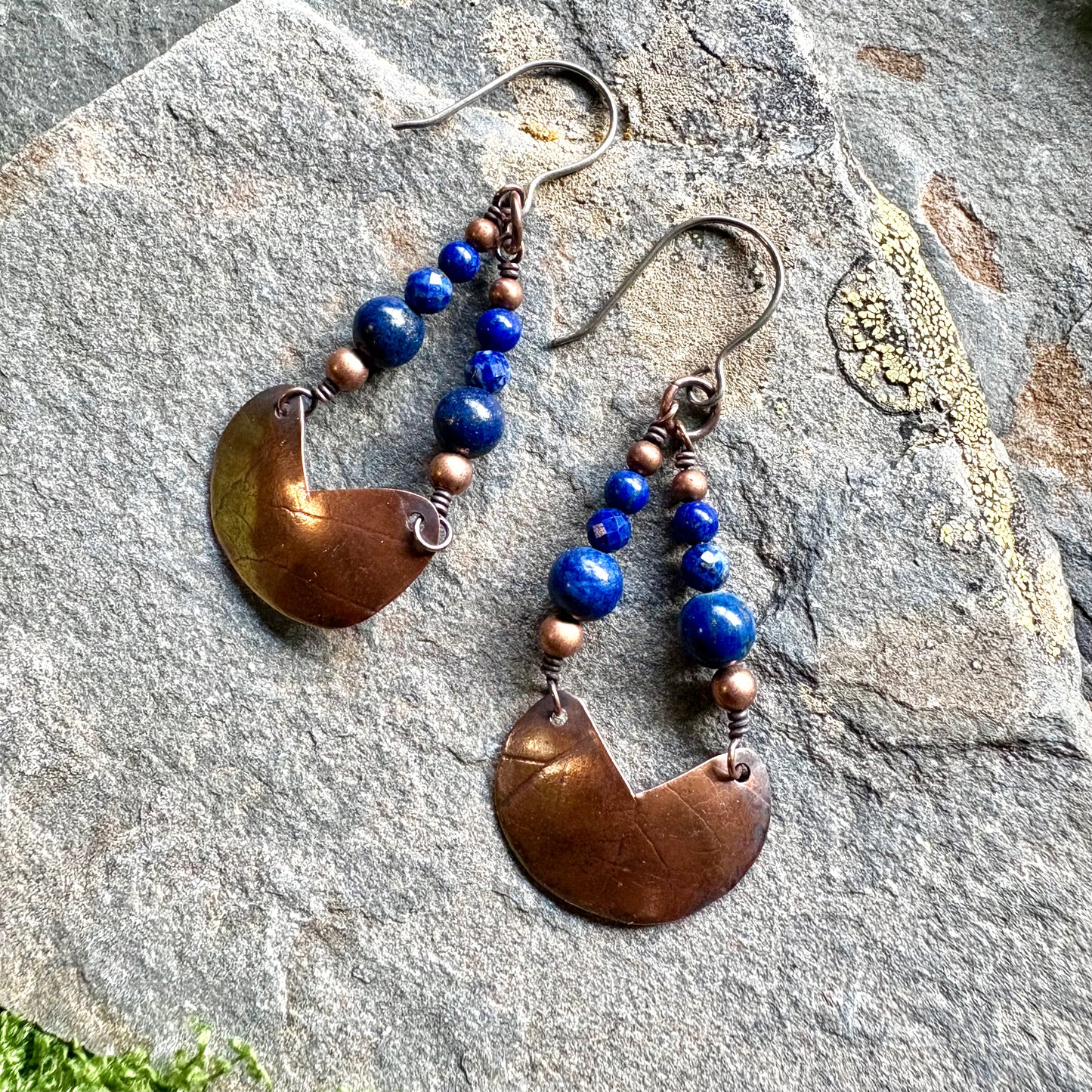 Celestial Lapis Lazuli & Copper Dangle Earrings