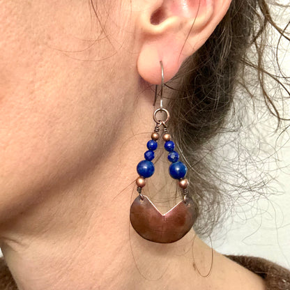 Celestial Lapis Lazuli & Copper Dangle Earrings