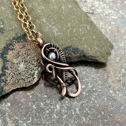 S-Curve Woven Necklace with Glass or Pearl