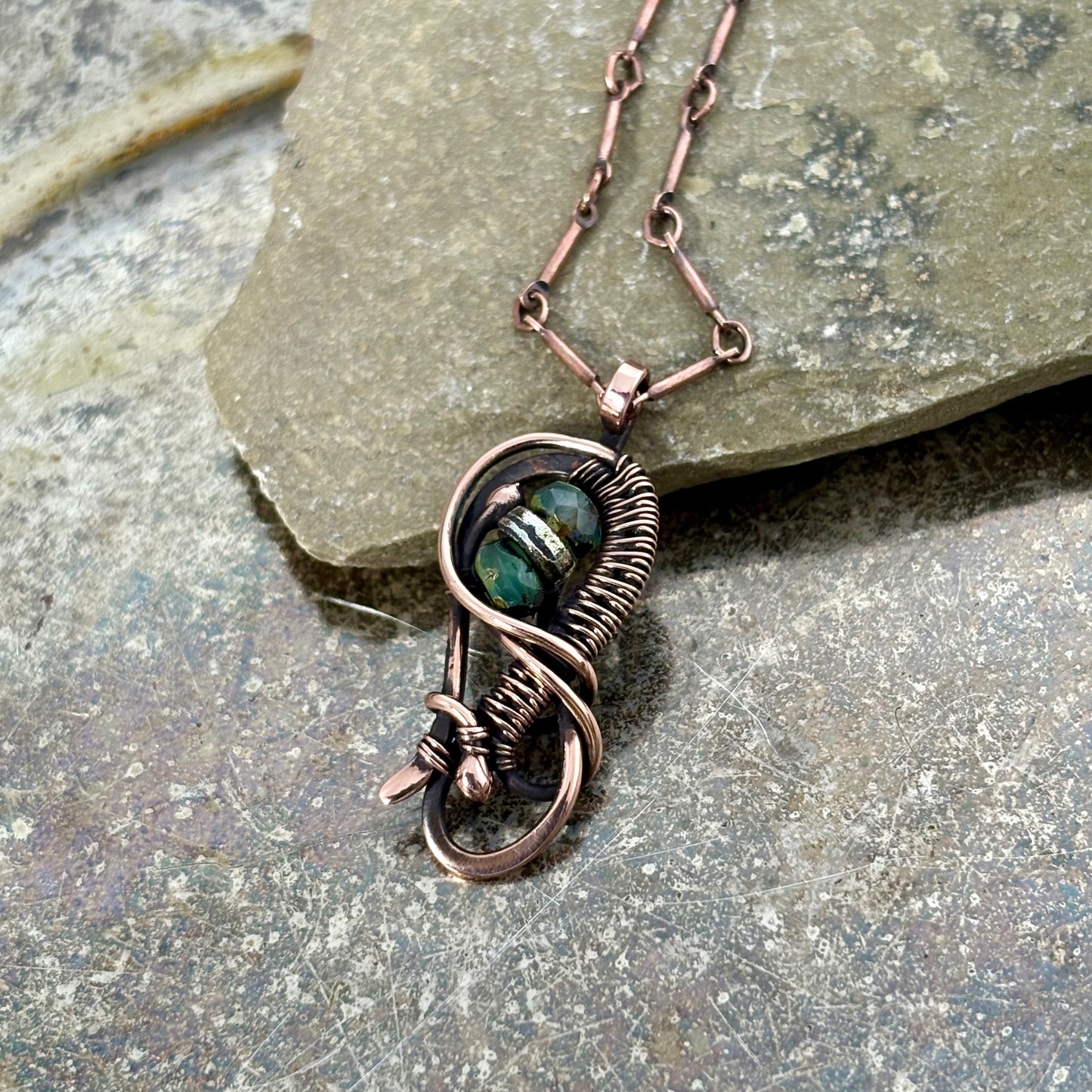 S-Curve Woven Necklace with Glass or Pearl