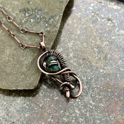 S-Curve Woven Necklace with Glass or Pearl