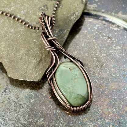 Sea Foam Green Polychrome Jasper & Copper Necklace