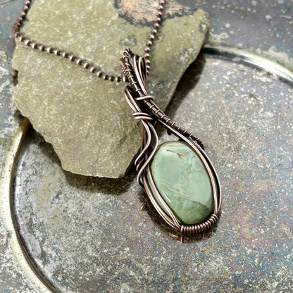 Sea Foam Green Polychrome Jasper & Copper Necklace