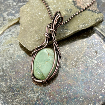 Sea Foam Green Polychrome Jasper & Copper Necklace