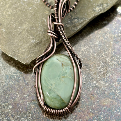 Sea Foam Green Polychrome Jasper & Copper Necklace