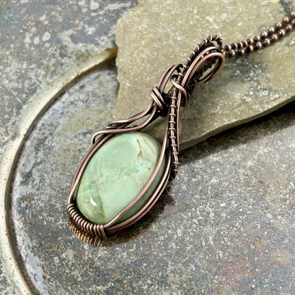 Sea Foam Green Polychrome Jasper & Copper Necklace