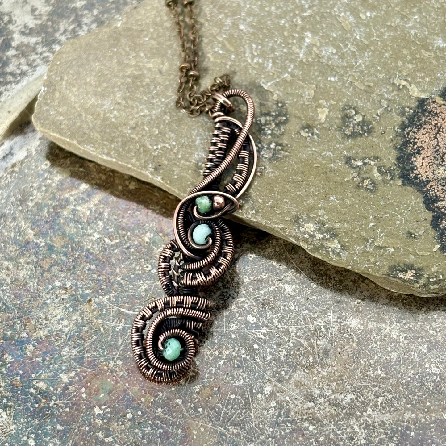 Chrysoprase & Copper Pendant Necklace