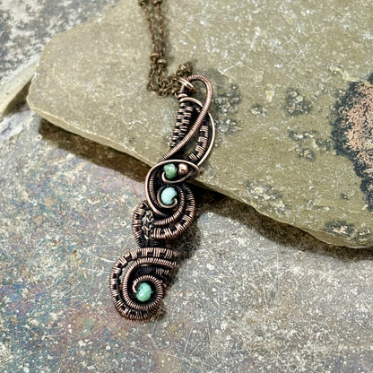 Chrysoprase & Copper Pendant Necklace