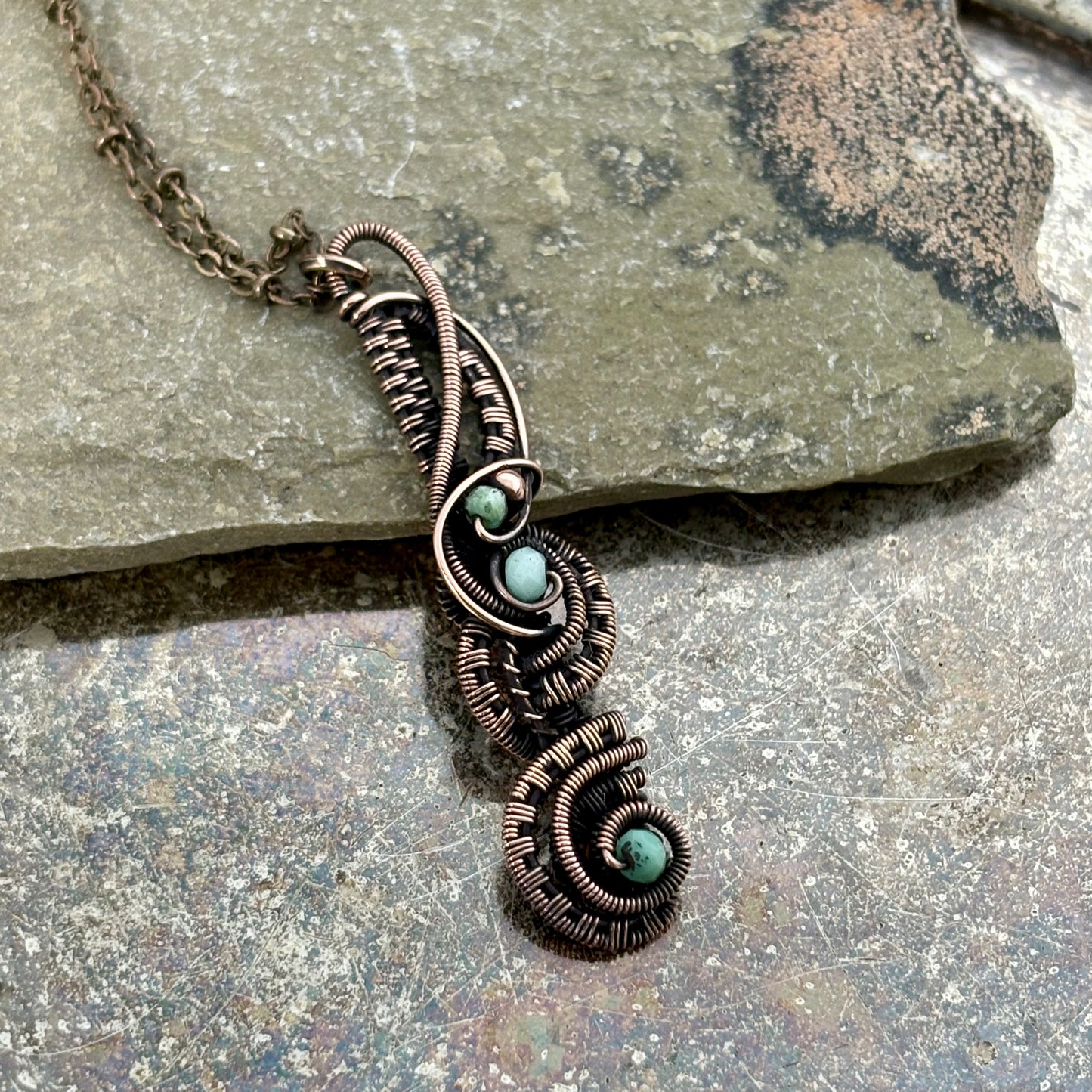 Chrysoprase & Copper Pendant Necklace