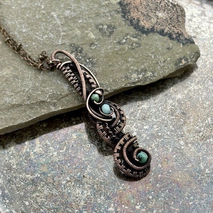 Chrysoprase & Copper Pendant Necklace