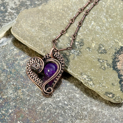 Amethyst Woven Heart Necklace