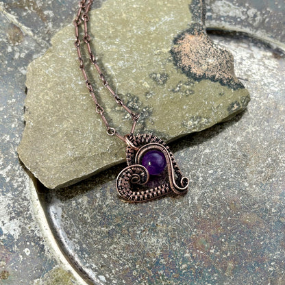 Amethyst Woven Heart Necklace