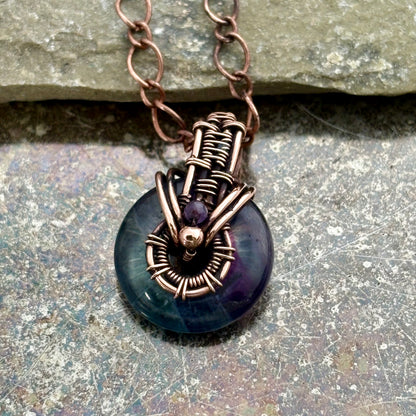 Copper Wire Wrapped Amethyst, Tiger’s Eye or Fluorite Donut