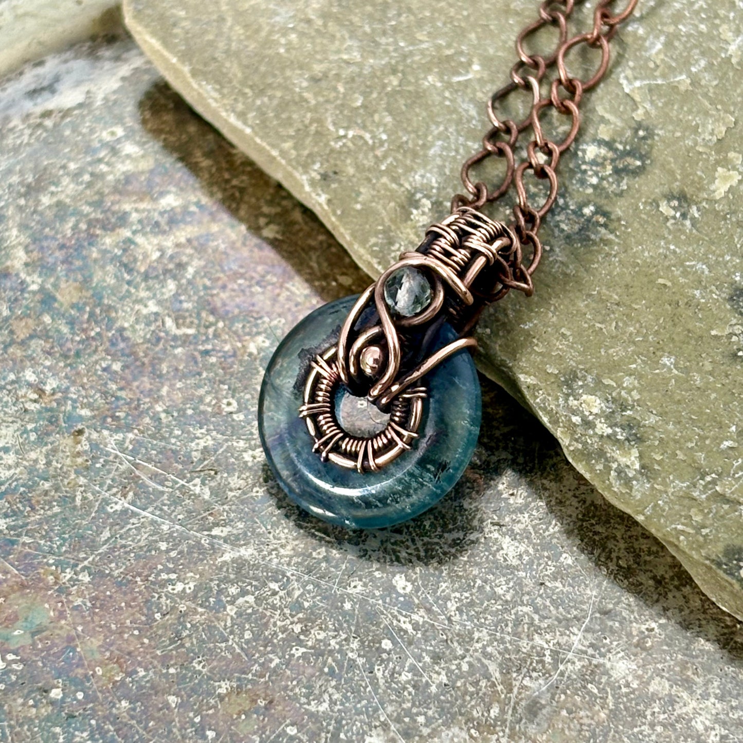 Copper Wire Wrapped Amethyst, Tiger’s Eye or Fluorite Donut