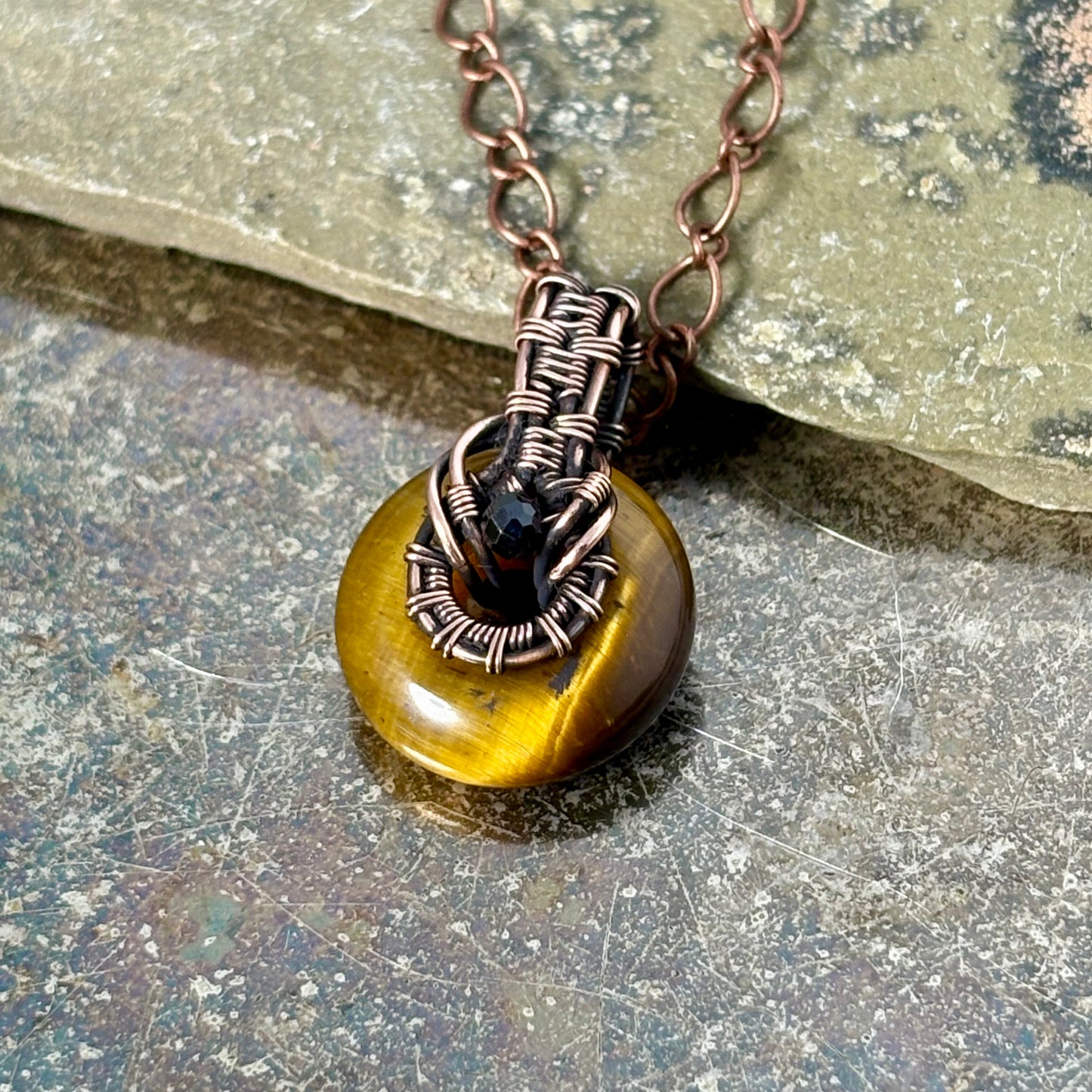 Copper Wire Wrapped Amethyst, Tiger’s Eye or Fluorite Donut