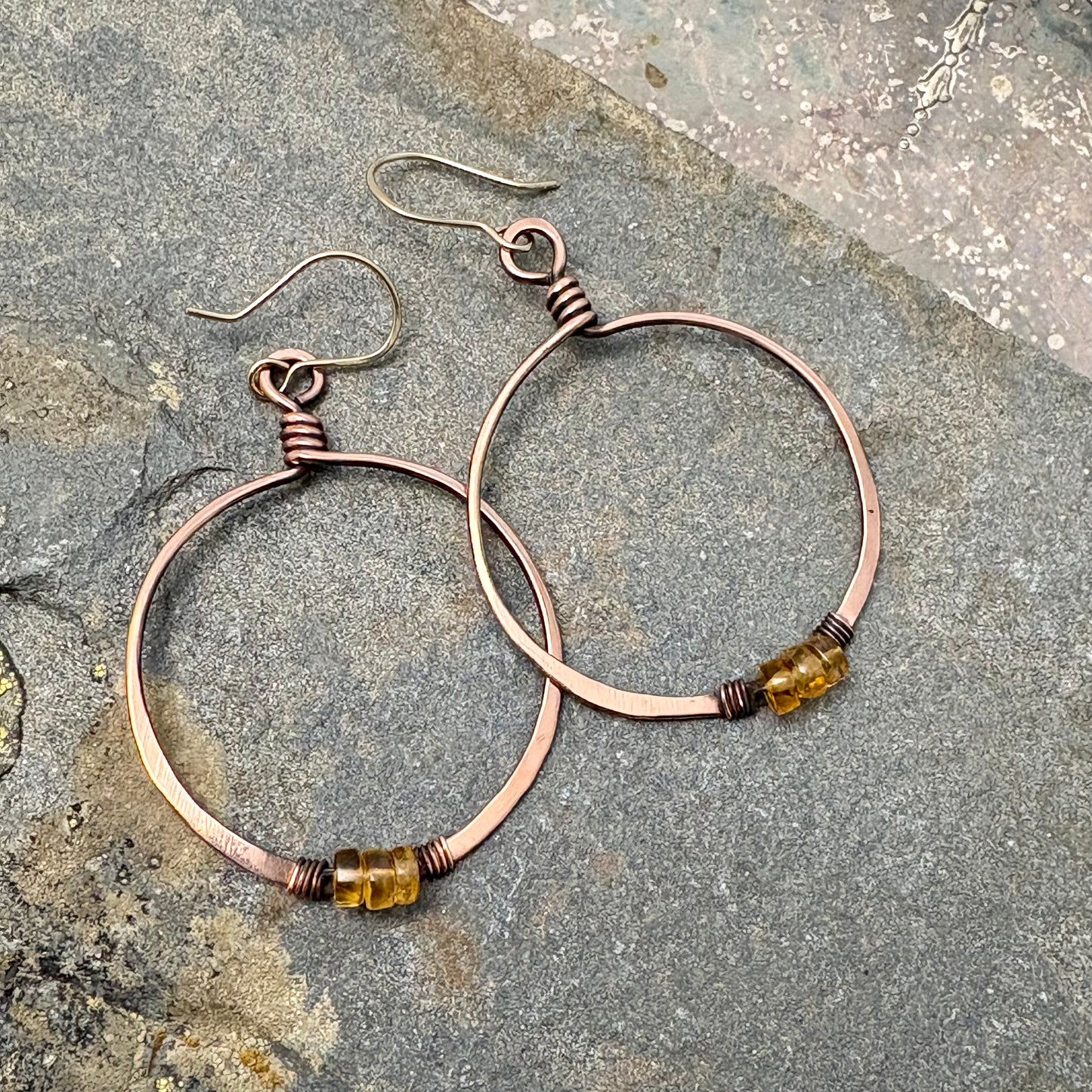 Citrine & Copper Hoop Earrings