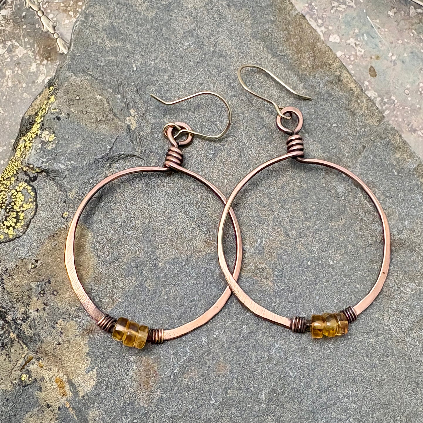 Citrine & Copper Hoop Earrings