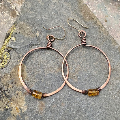 Citrine & Copper Hoop Earrings