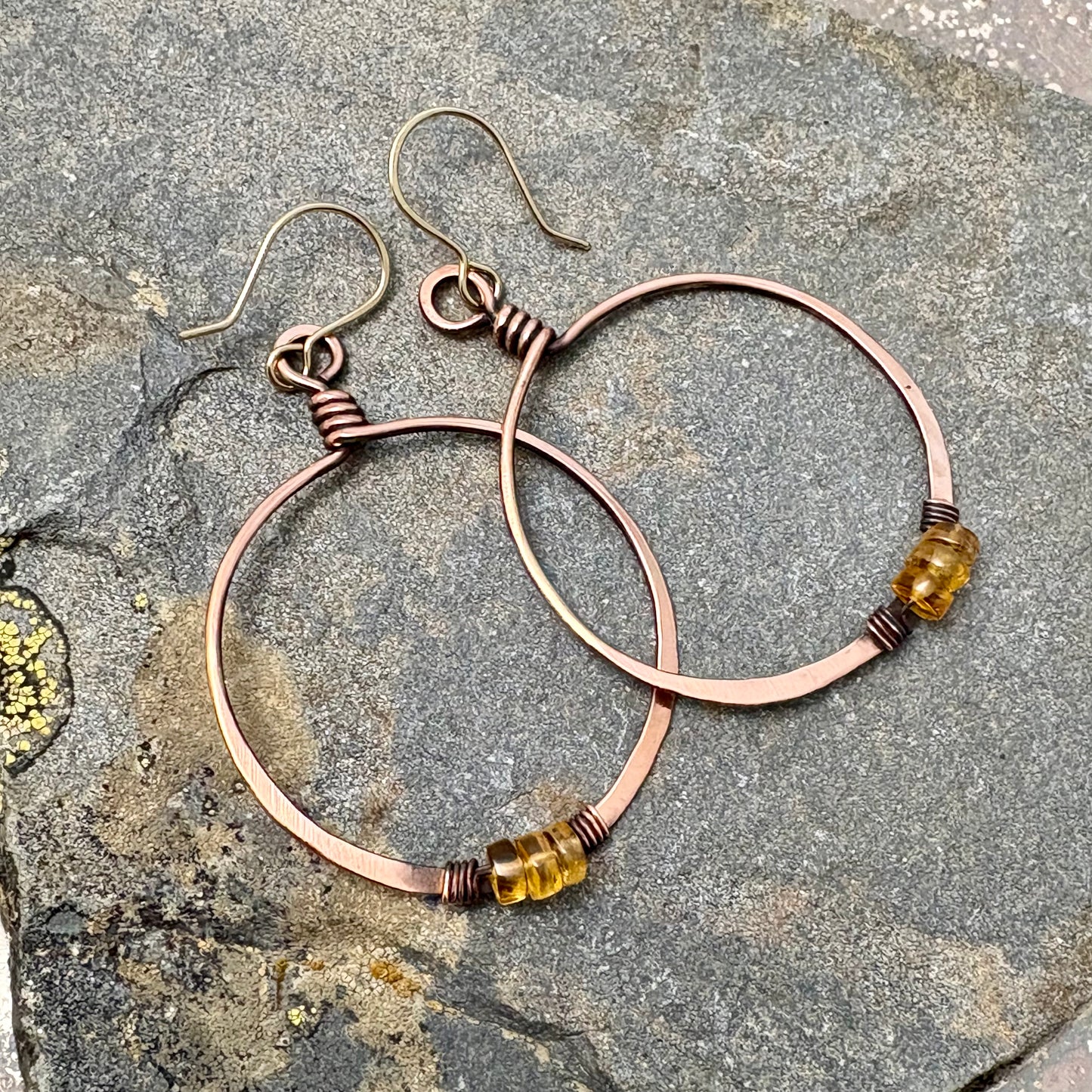 Citrine & Copper Hoop Earrings