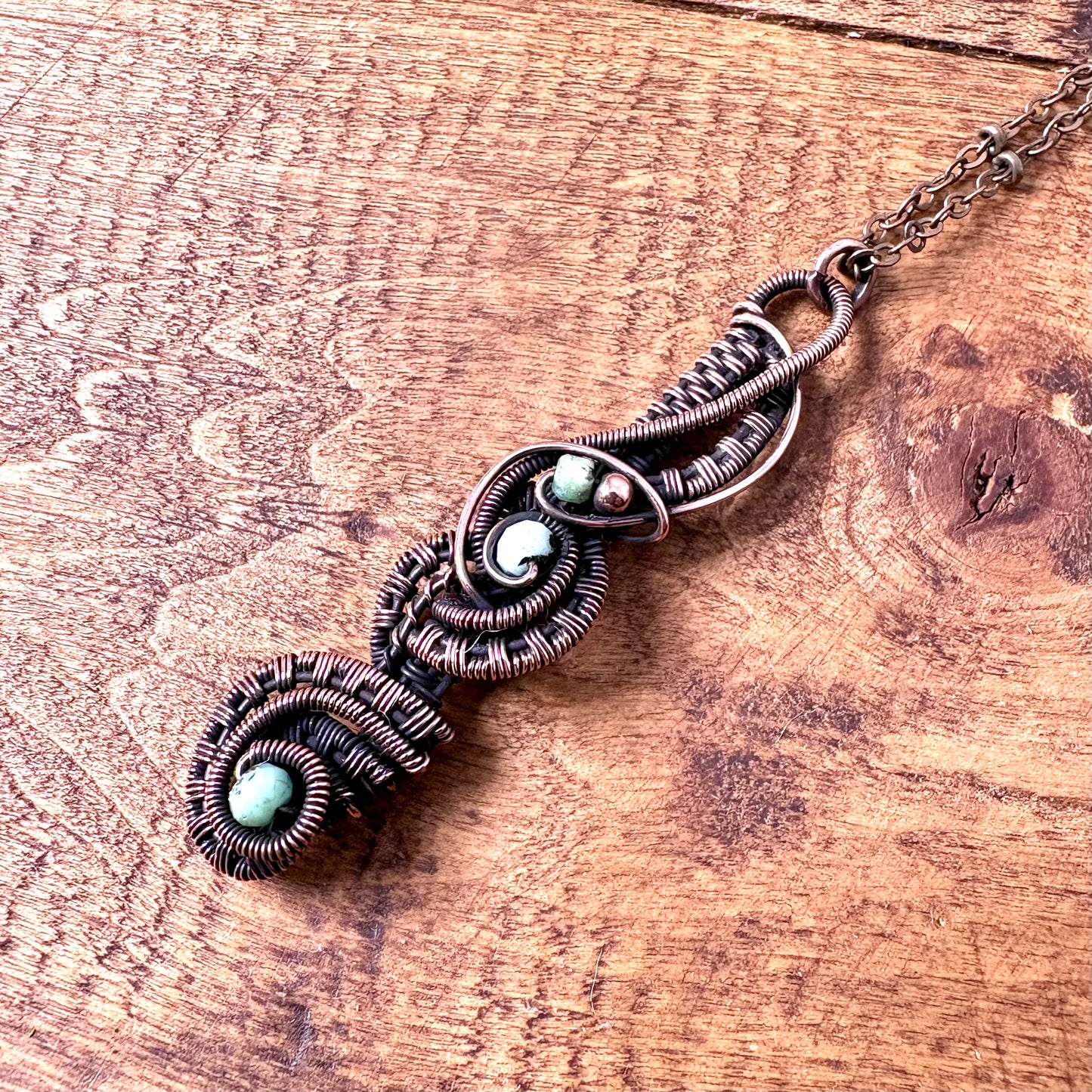 Chrysoprase & Copper Pendant Necklace