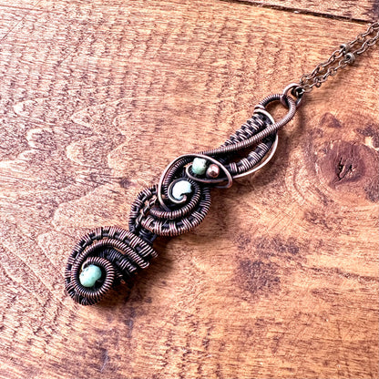 Chrysoprase & Copper Pendant Necklace