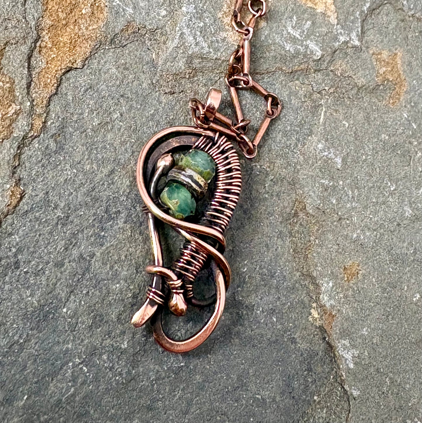 S-Curve Woven Necklace with Glass or Pearl