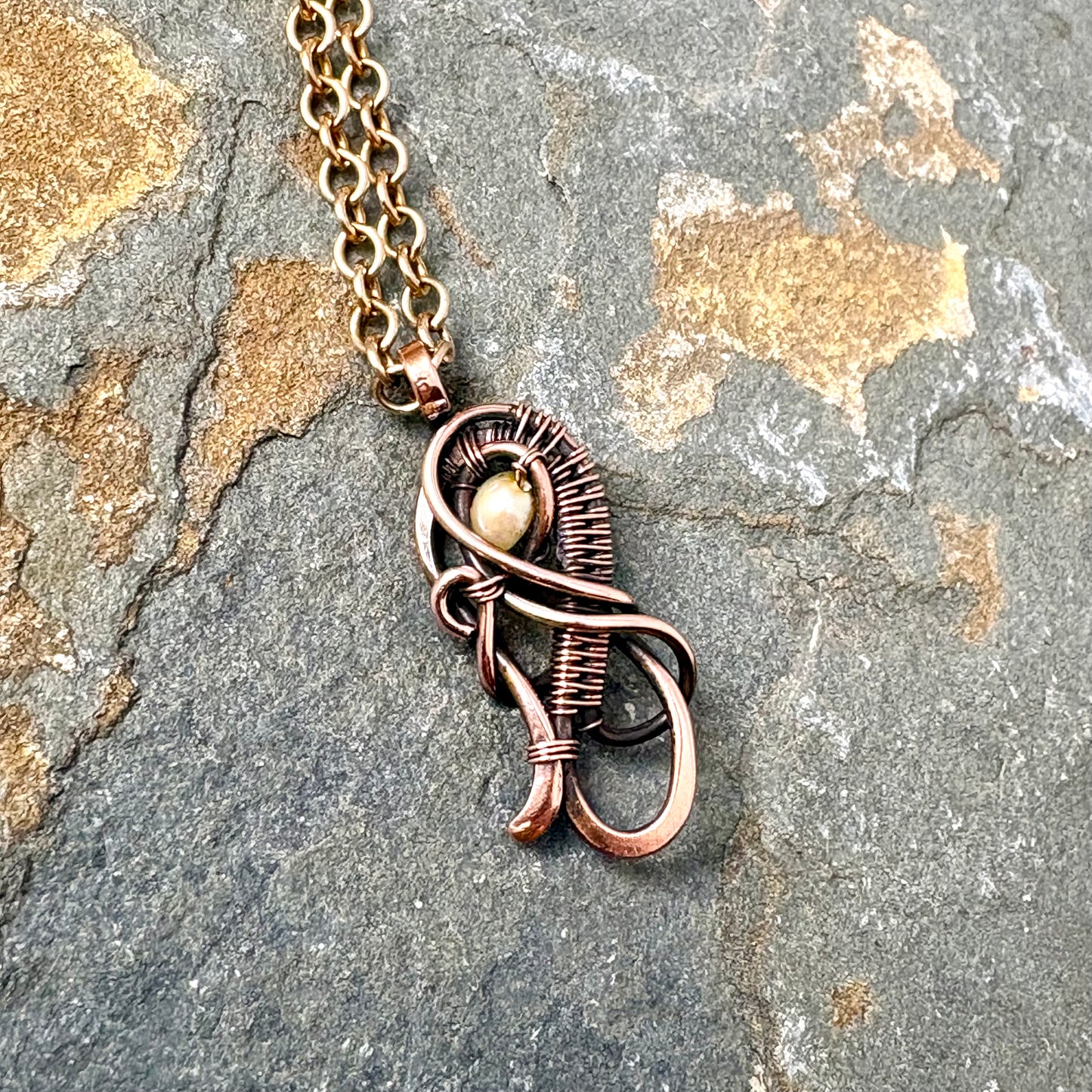 S-Curve Woven Necklace with Glass or Pearl