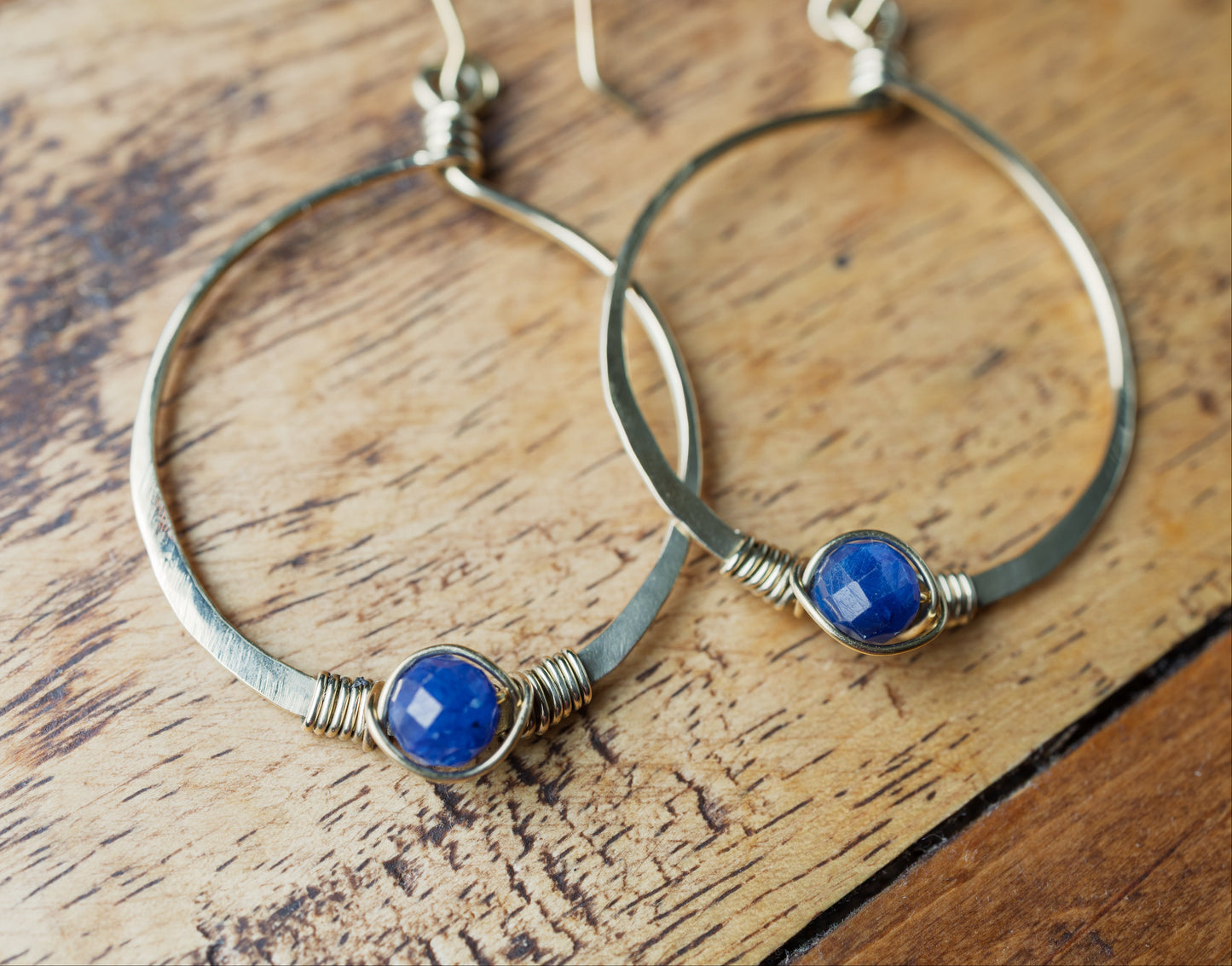 Kyanite Brass Hoop Earrings