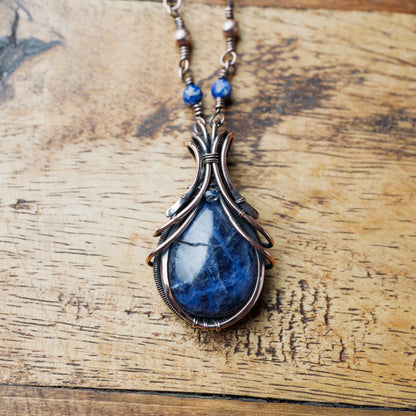 Handwoven Sodalite Copper Necklace